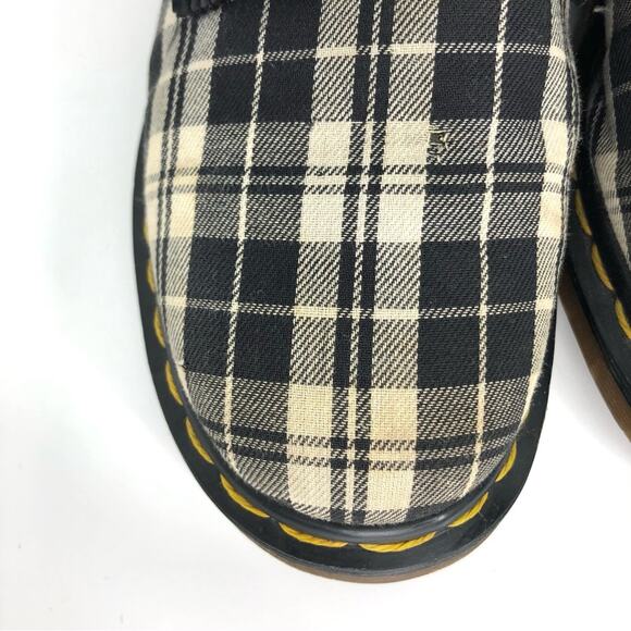 Vintage Dr Martens 1460 Black and White Plaid MIE Canvas Boots Women’s 5 Shoes - Picture 11 of 13